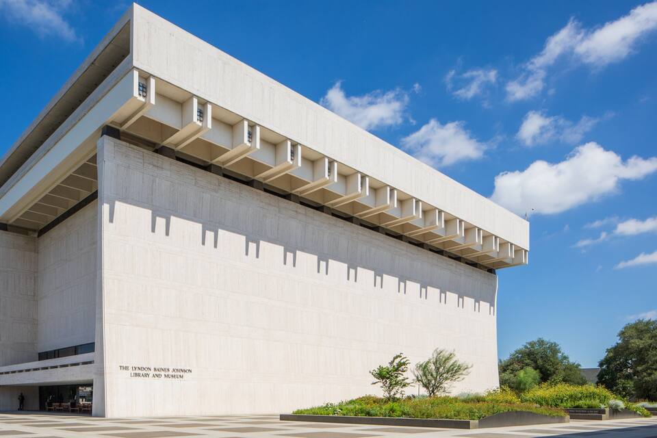 The Lyndon Baines Johnson Library and Museum with a modern architectural design.