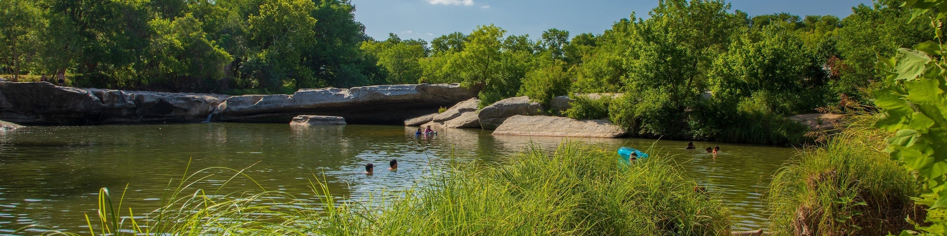 McKinney Falls State Park showing a lake or waterhole and swimming