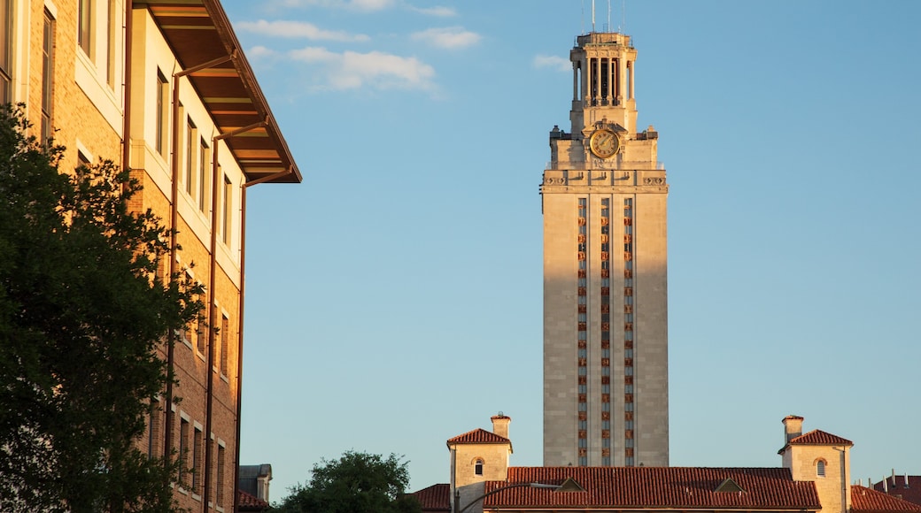 University of Texas at Austin which includes a sunset and heritage architecture