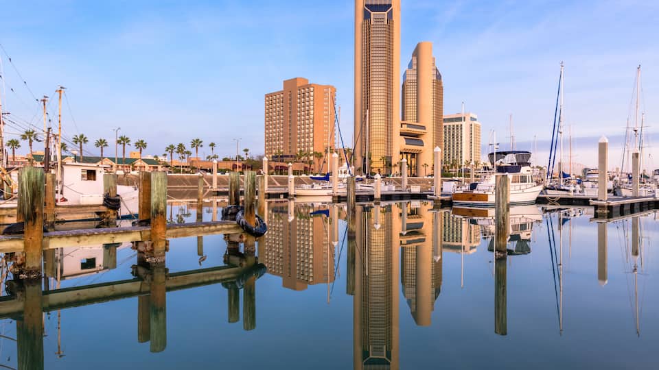 Corpus Christi, Texas, USA skyline on the bay.