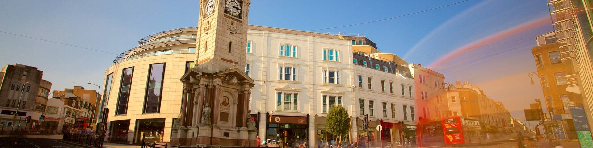 Brighton Clock Tower which includes street scenes
