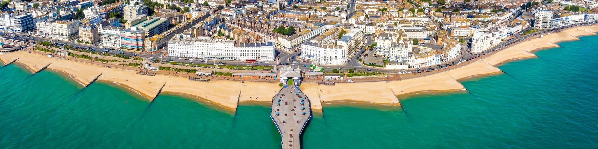 Aerial view of Eastbourne in summer, UK