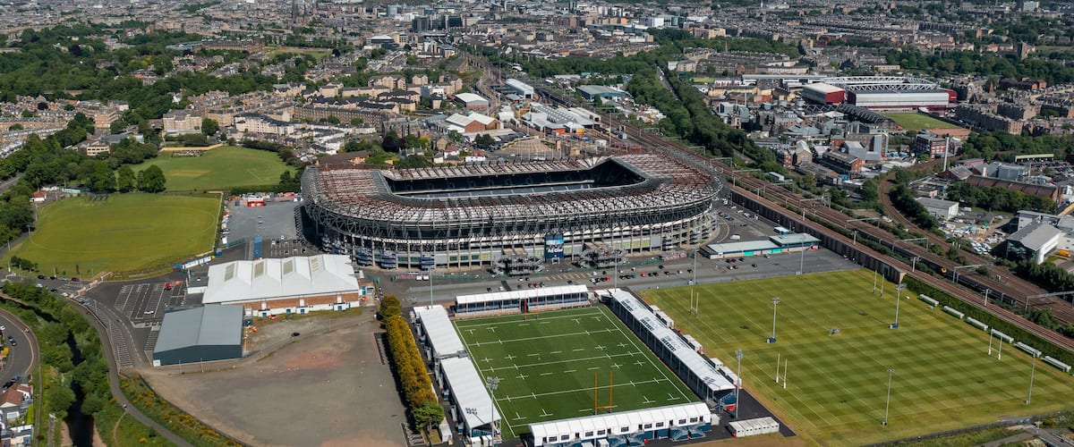 Aerial view of Scottish Gas Murrayfield Stadium, Roseburn St, Edinburgh, VK