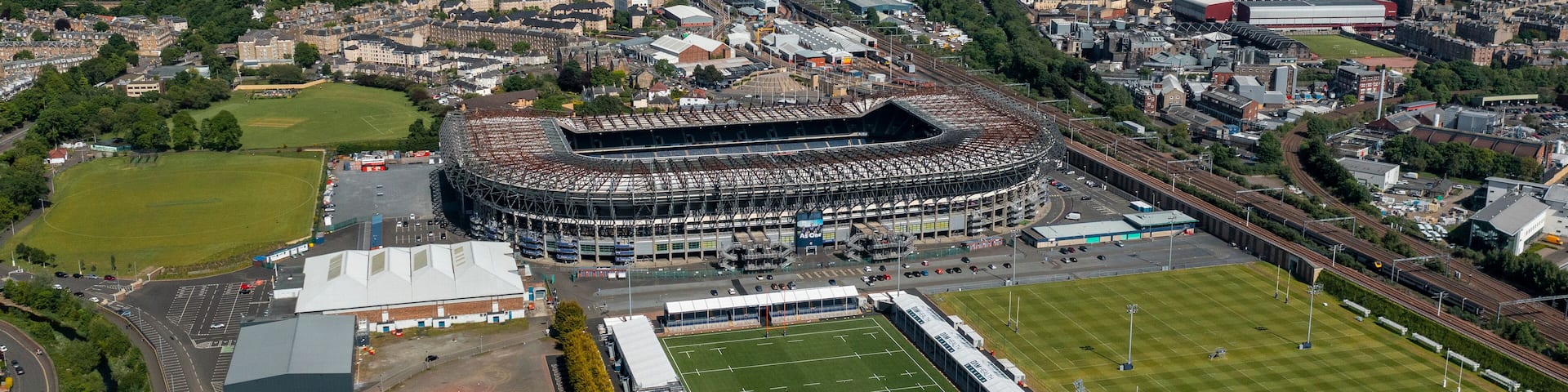 Aerial view of Scottish Gas Murrayfield Stadium, Roseburn St, Edinburgh, VK
