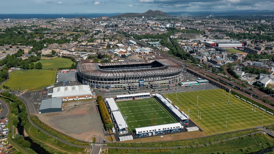 Aerial view of Scottish Gas Murrayfield Stadium, Roseburn St, Edinburgh, VK