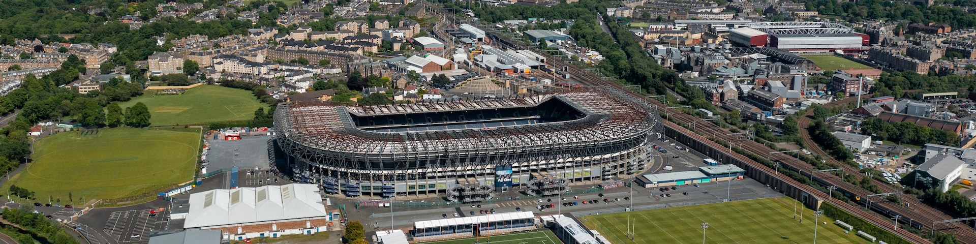 Aerial view of Scottish Gas Murrayfield Stadium, Roseburn St, Edinburgh, VK