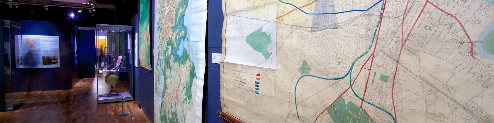 National Library of Scotland showing signage and interior views