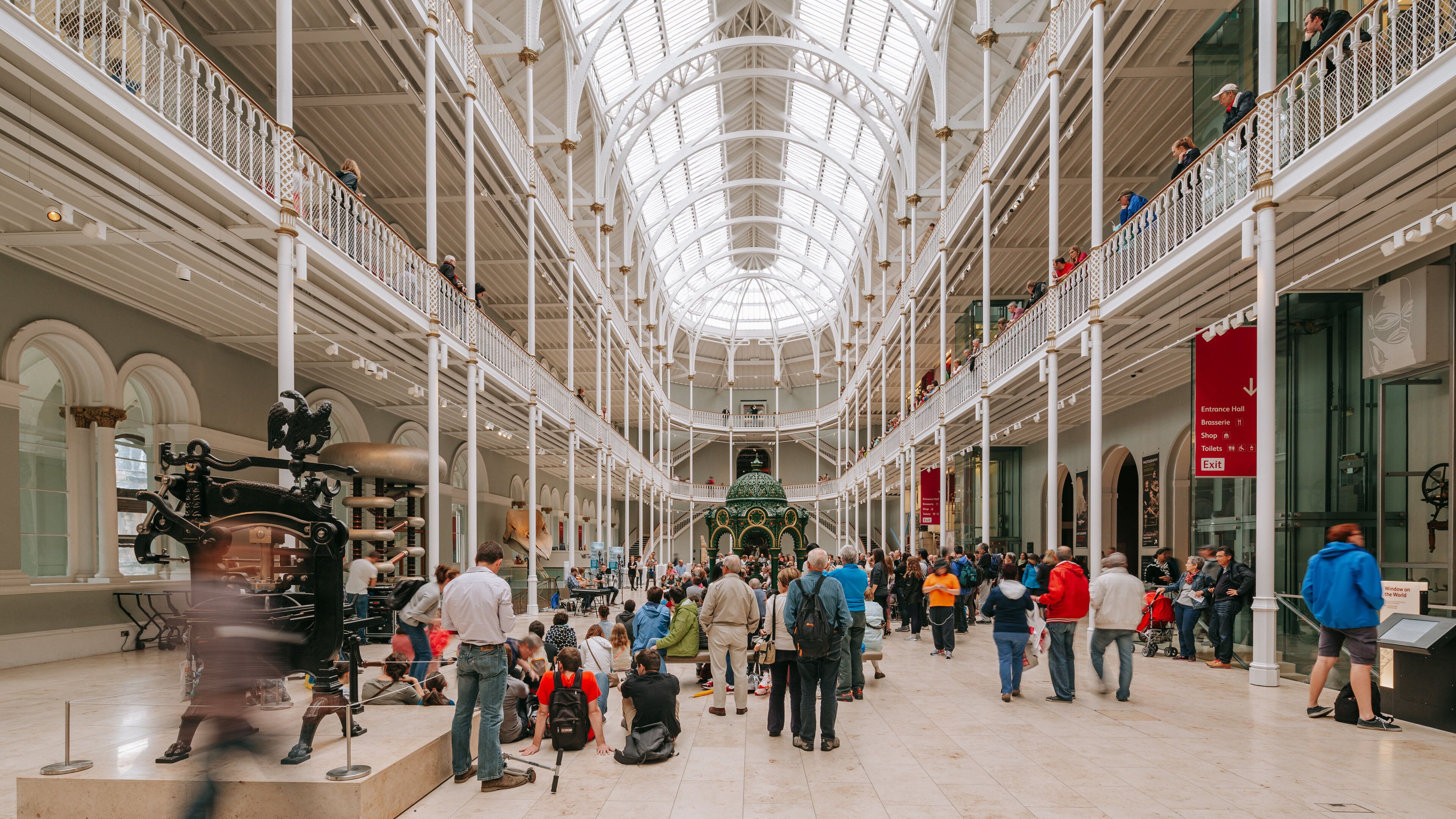 National Museum of Scotland which includes interior views as well as a large group of people