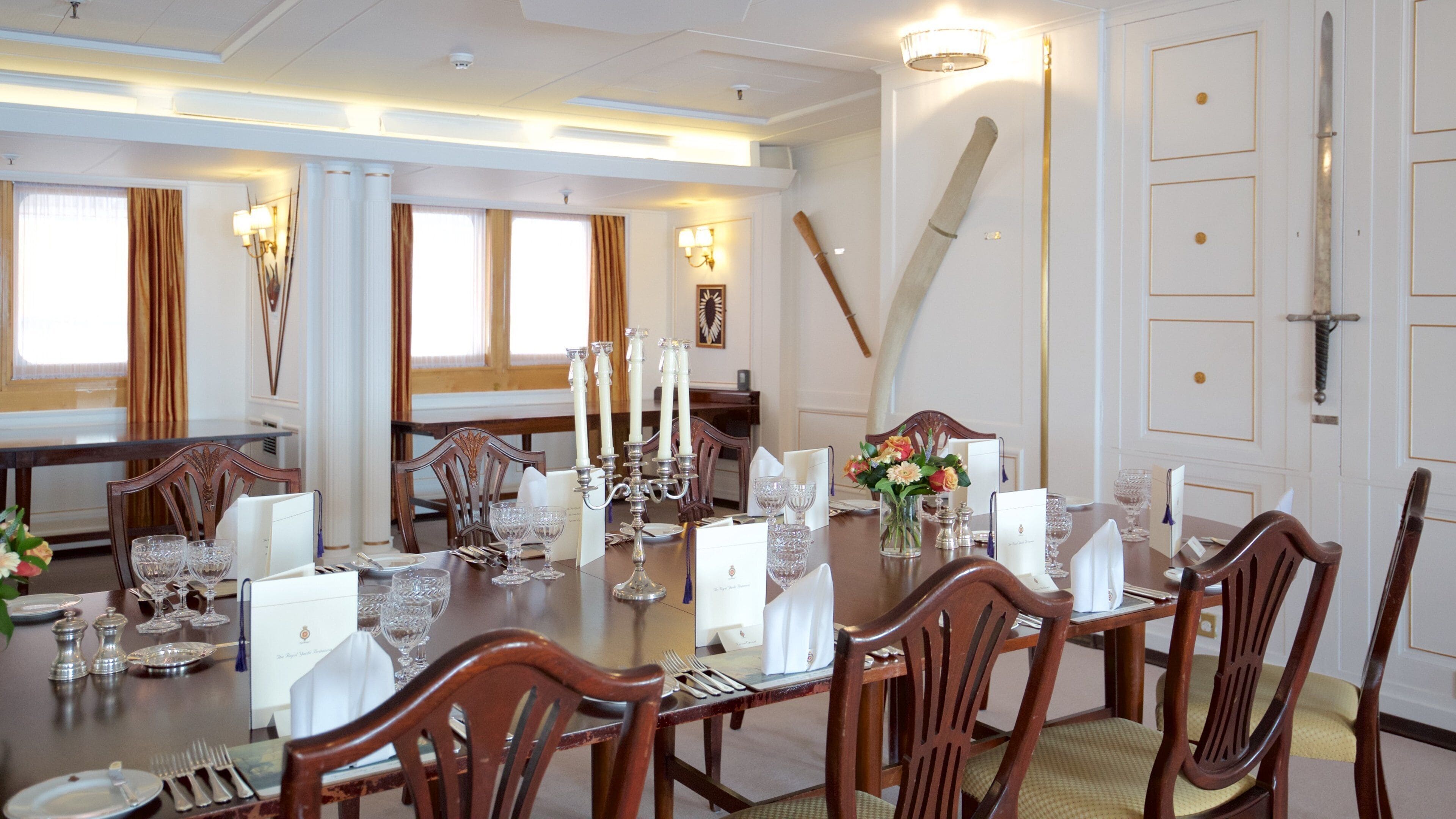 Royal Yacht Britannia featuring heritage elements, interior views and boating