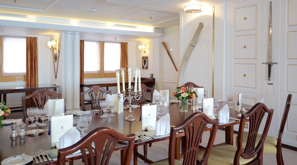 Royal Yacht Britannia featuring heritage elements, interior views and boating