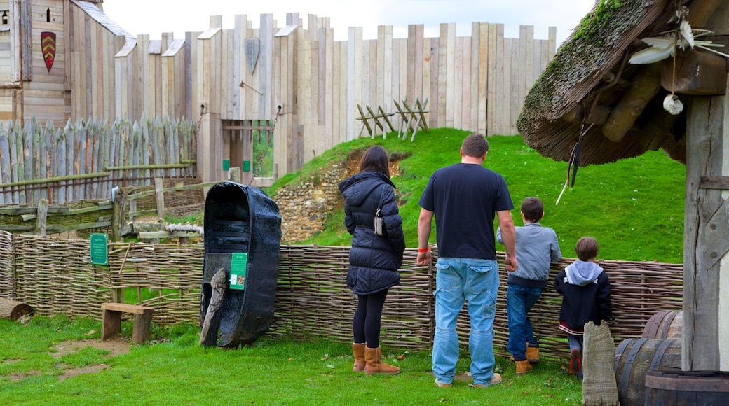 Mountfitchet Castle som inkluderer slott og kulturarv i tillegg til familie