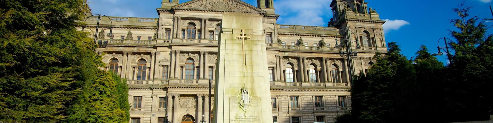 George Square que incluye patrimonio de arquitectura, una ciudad y un parque o plaza