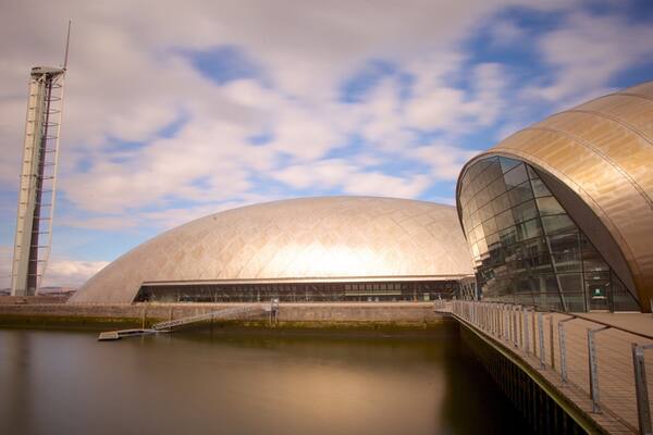 Glasgow Science Centre showing skyline