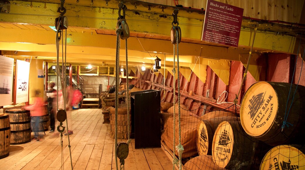 Tall Ship at Glasgow Harbour showing interior views, boating and heritage elements