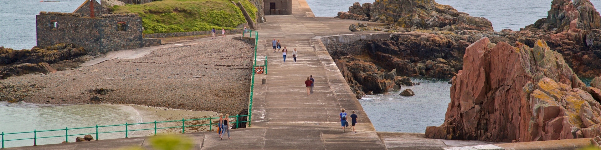 Elizabeth Castle showing general coastal views and rocky coastline