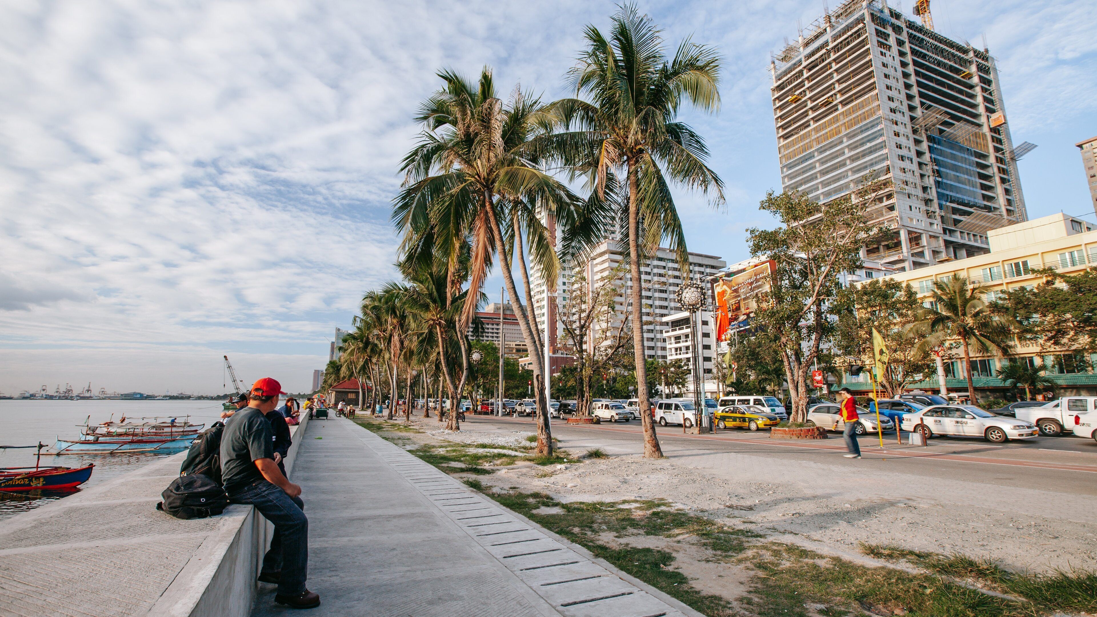 Baywalk featuring a coastal town
