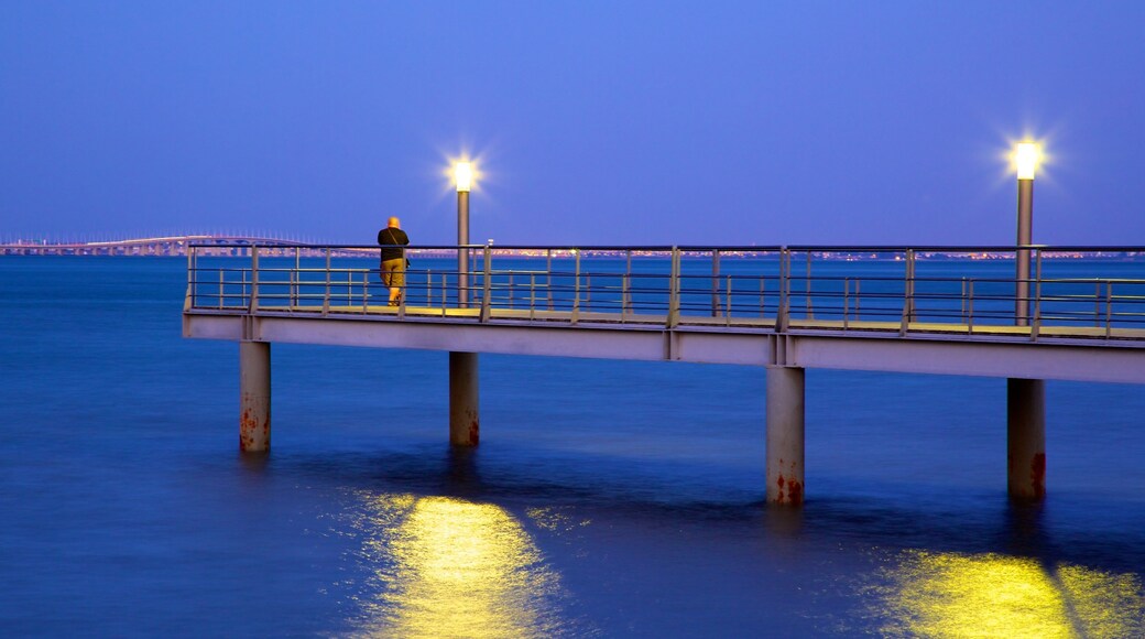 Vasco da Gama Bridge featuring views and night scenes