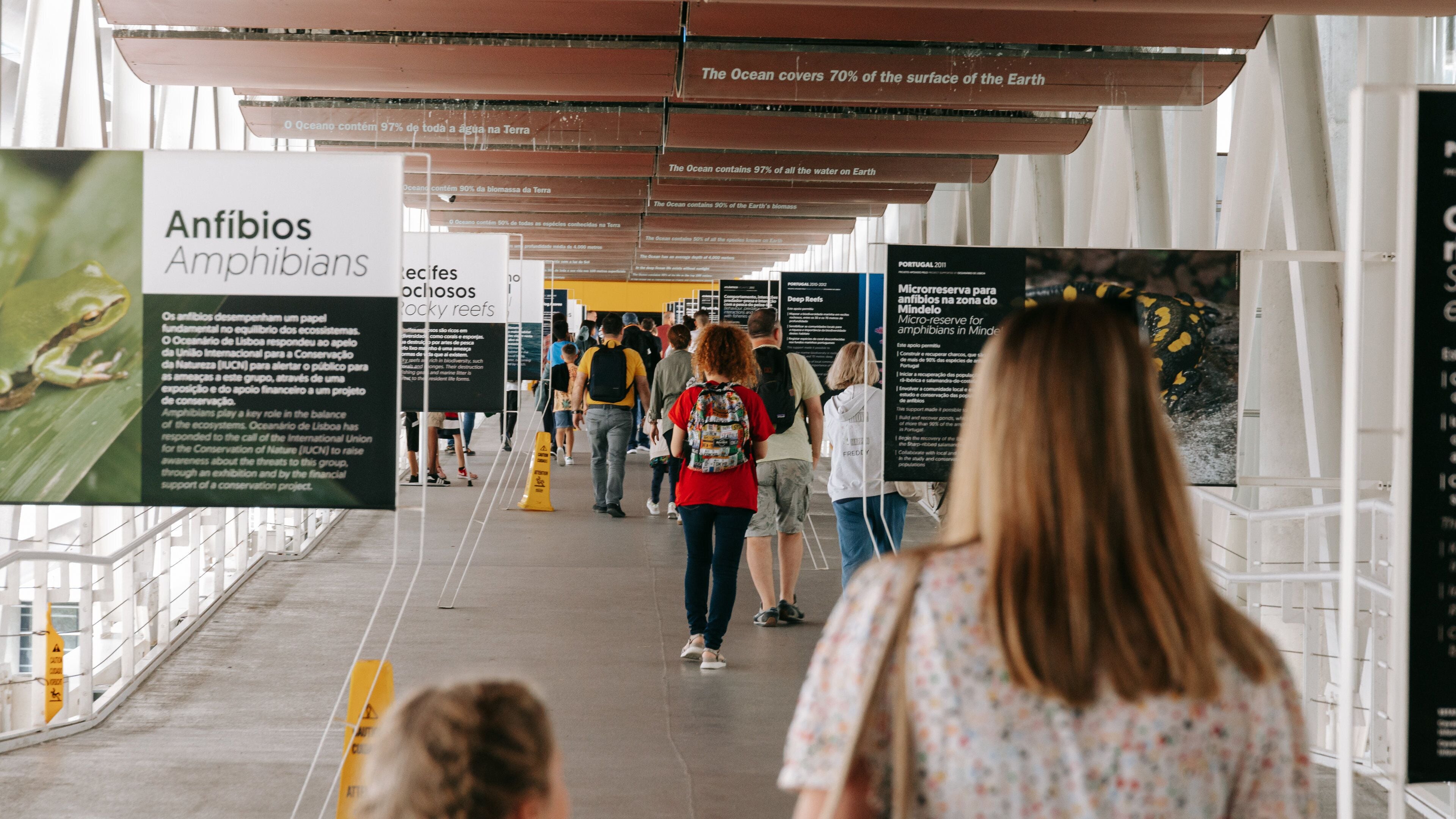 Lisbon Oceanarium which includes street scenes and signage