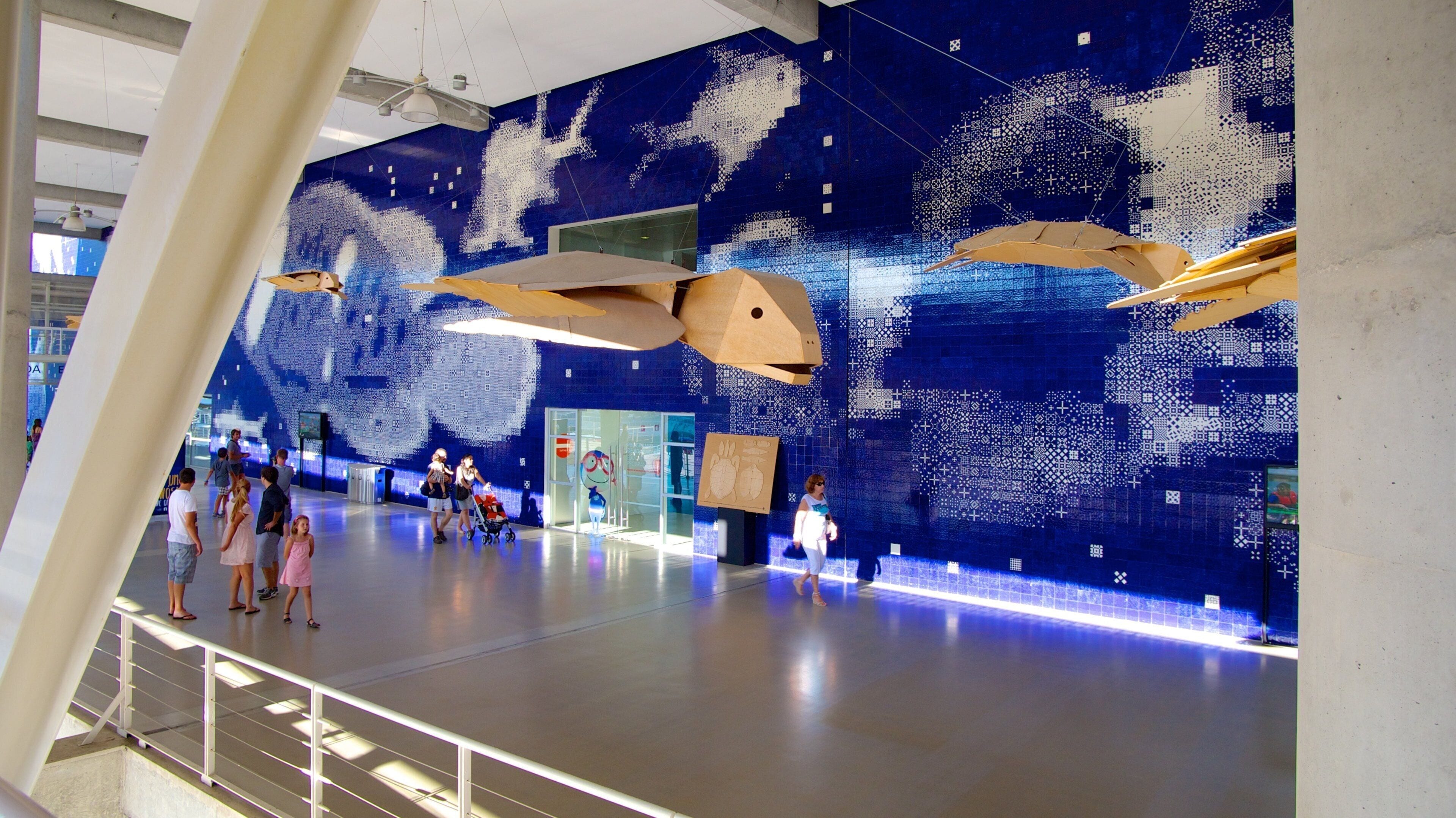 Lisbon Oceanarium featuring marine life and interior views