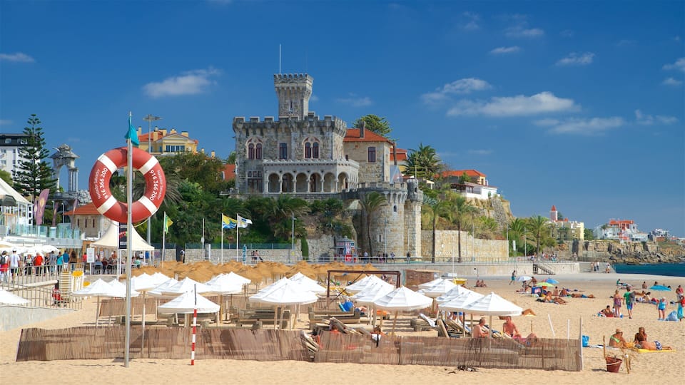 Tamariz Beach showing a beach and general coastal views