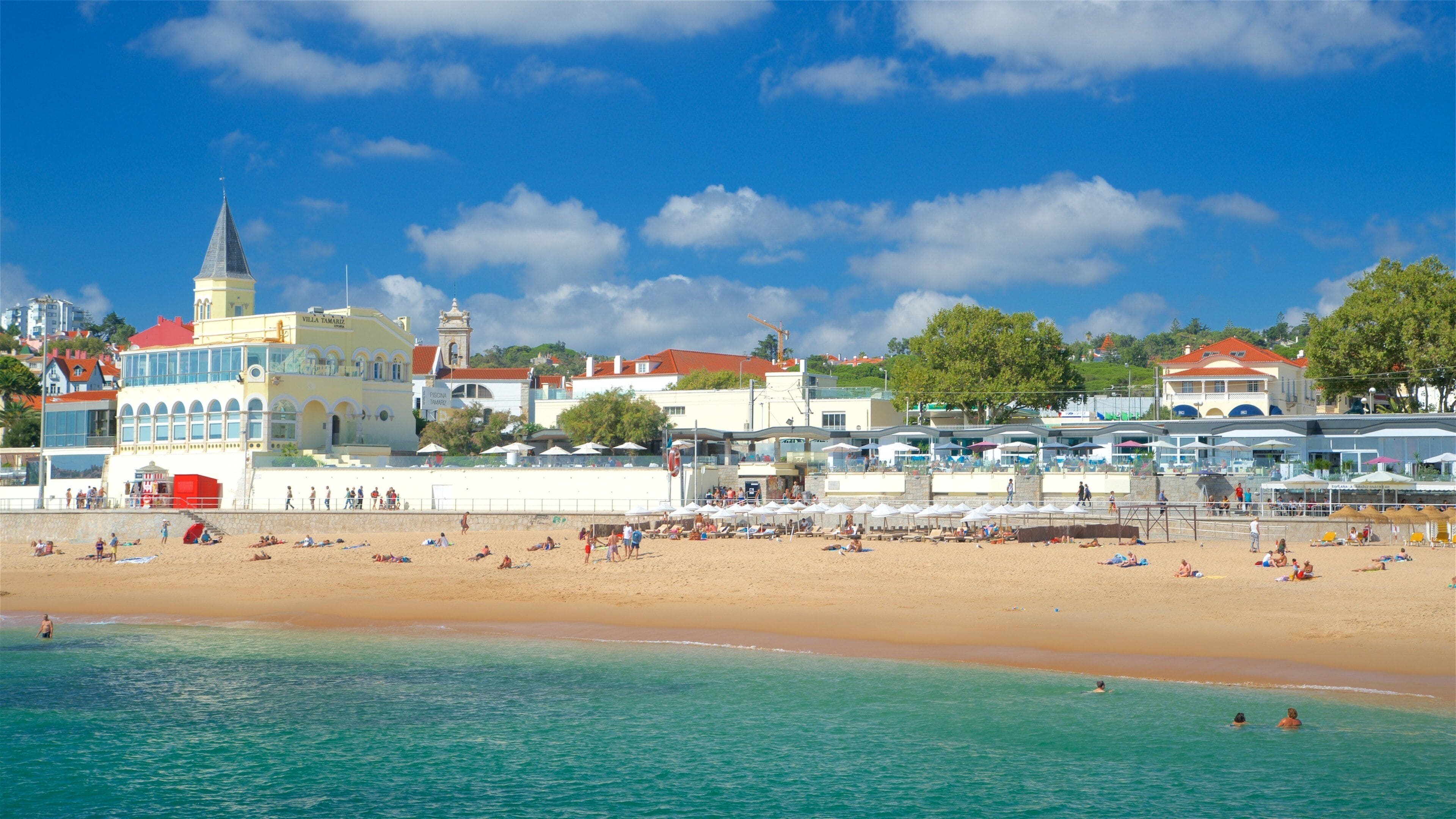 Plage de Tamariz mettant en vedette vues littorales, plage de sable et baignade