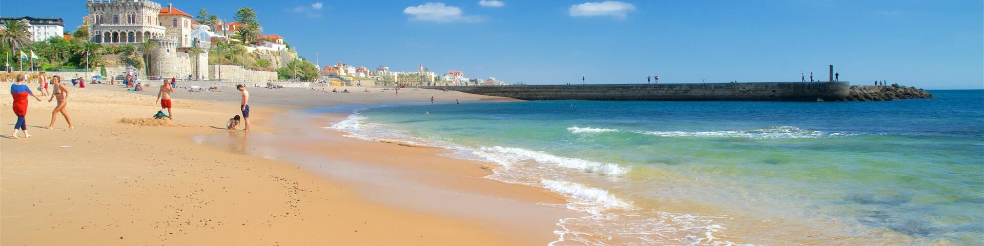 Tamariz Beach showing general coastal views and a beach