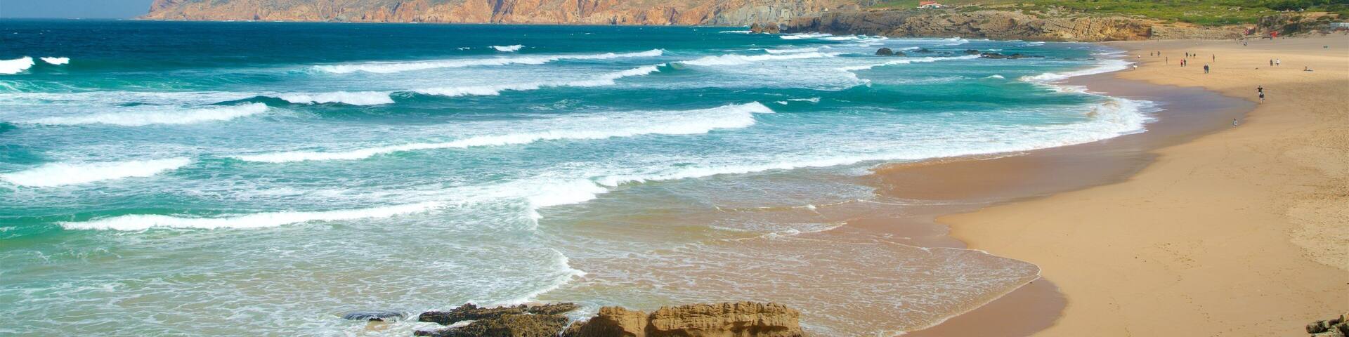 Guincho Beach which includes a beach, general coastal views and tranquil scenes