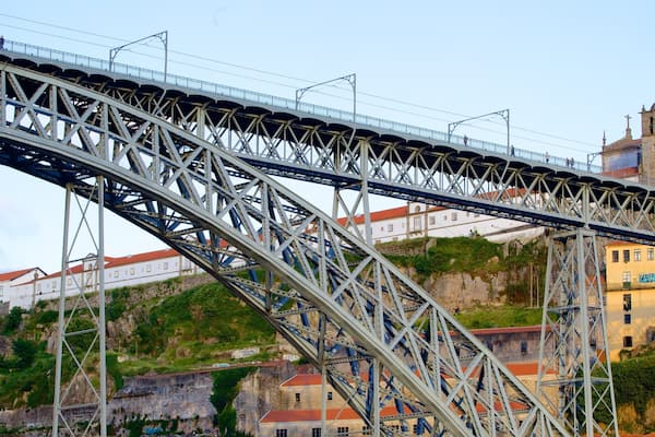 Dom Luis I Bridge showing a bridge, a city and modern architecture