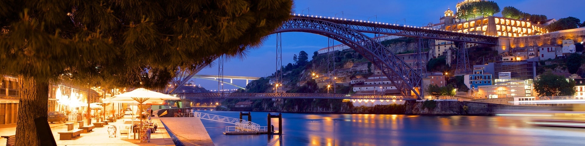 Dom Luis I Bridge featuring night scenes, street scenes and a bridge