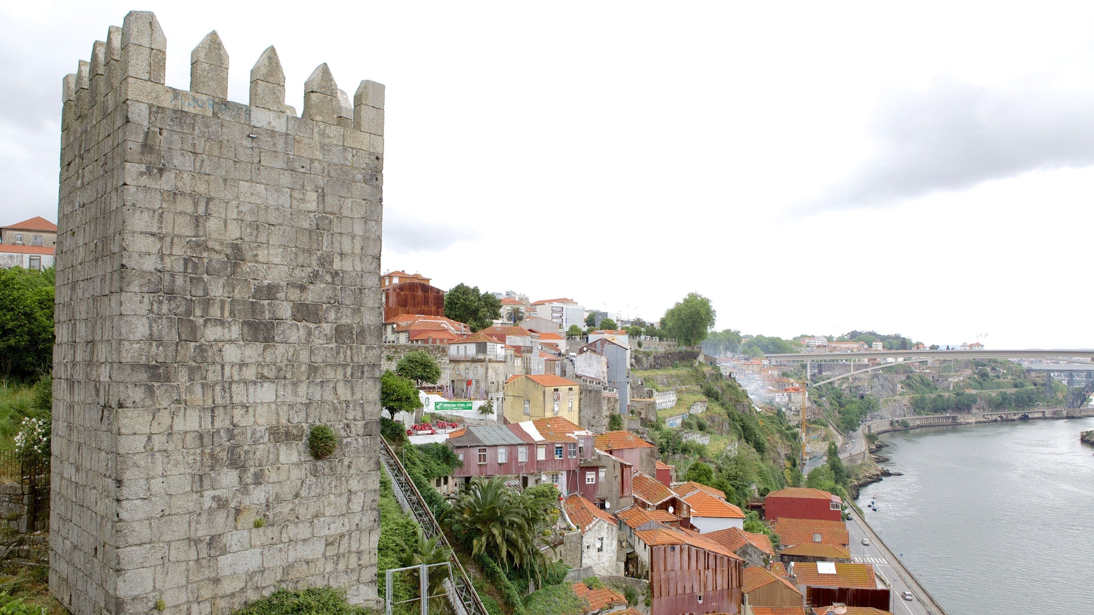 Puente Dom Luis I ofreciendo una ciudad costera, horizonte y patrimonio de arquitectura