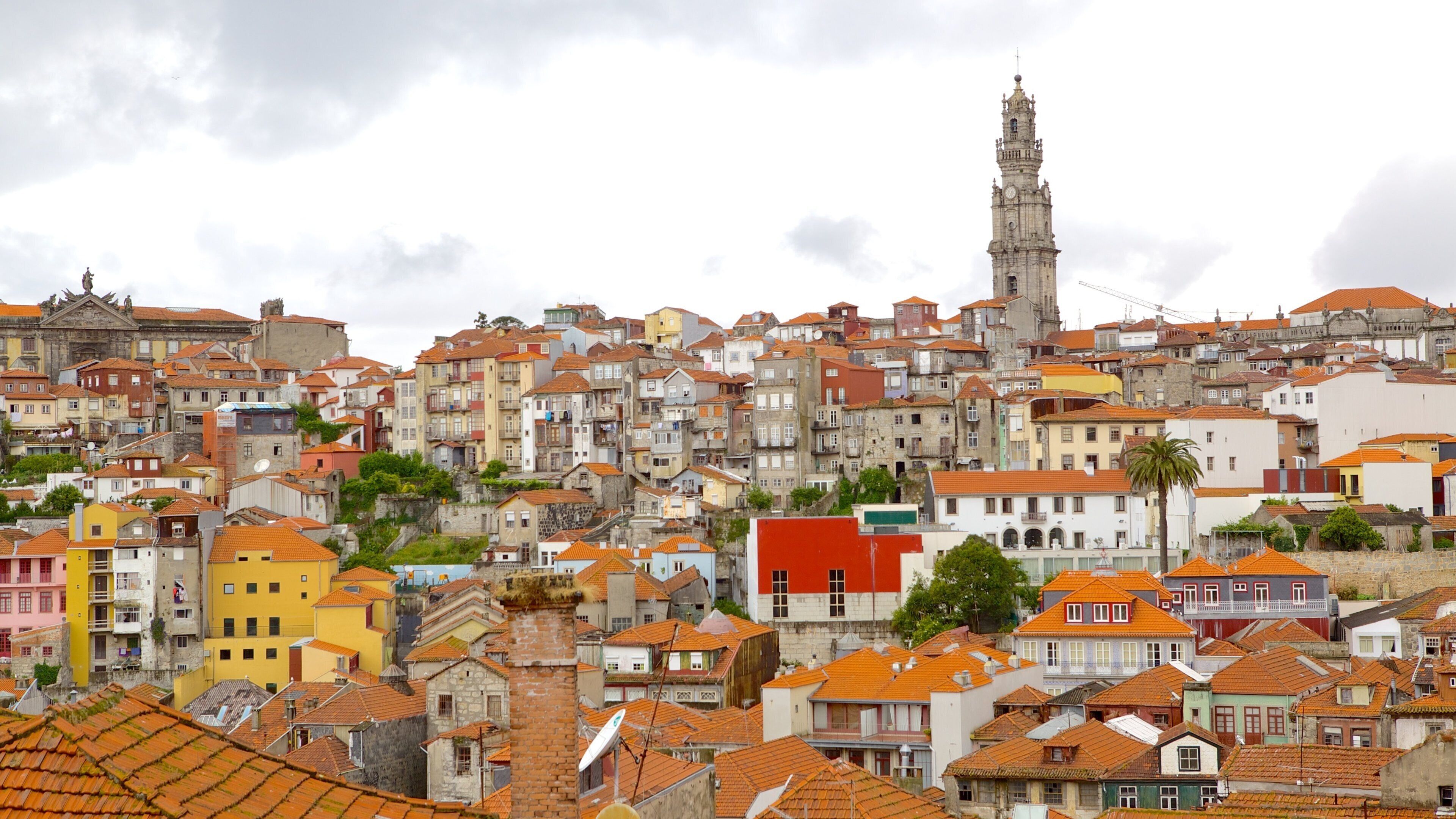 Porto katedral som inkluderer silhuett, historisk arkitektur og by