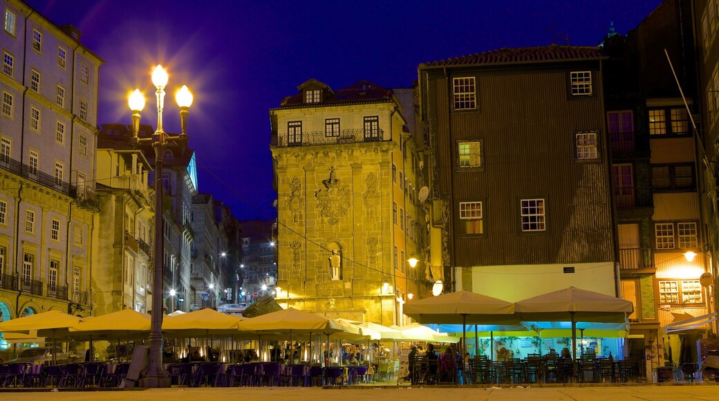 Ribeira Square showing nightlife, a house and night scenes