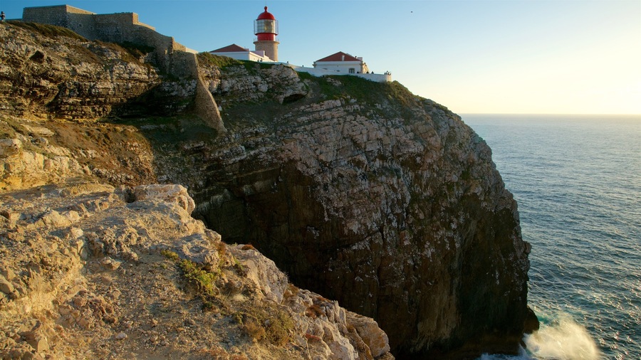 Cape St. Vincent Lighthouse featuring general coastal views, a lighthouse and rocky coastline