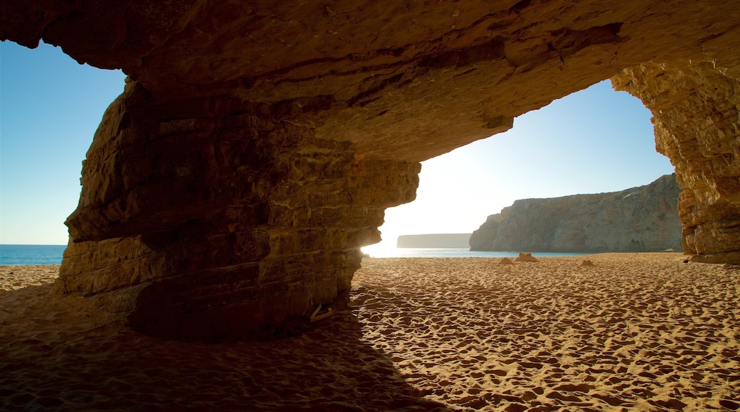 Beliche Beach which includes rugged coastline, a beach and general coastal views