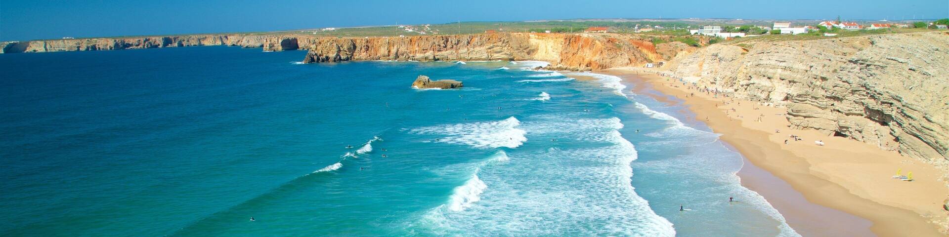 Tonel Beach showing landscape views, rugged coastline and general coastal views