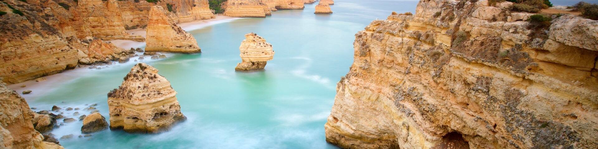 Marinha Beach featuring general coastal views and rocky coastline