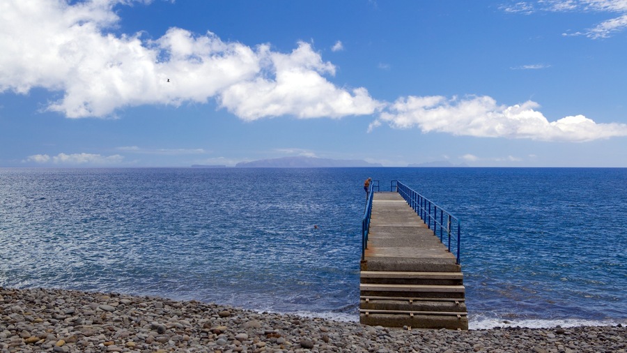 Madeira Island showing a pebble beach and general coastal views