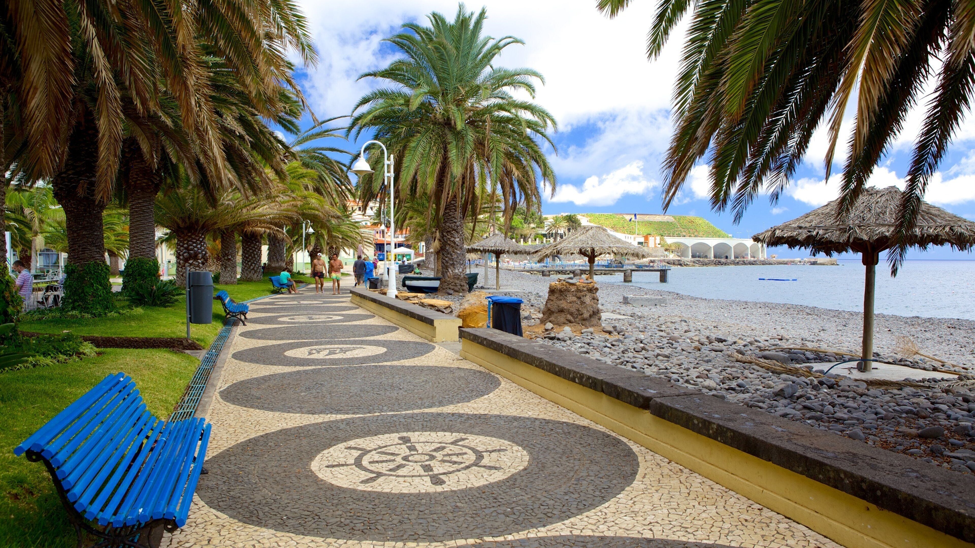 サンタ クルス ビーチ フィーチャー 小石のビーチ と 常夏の風景