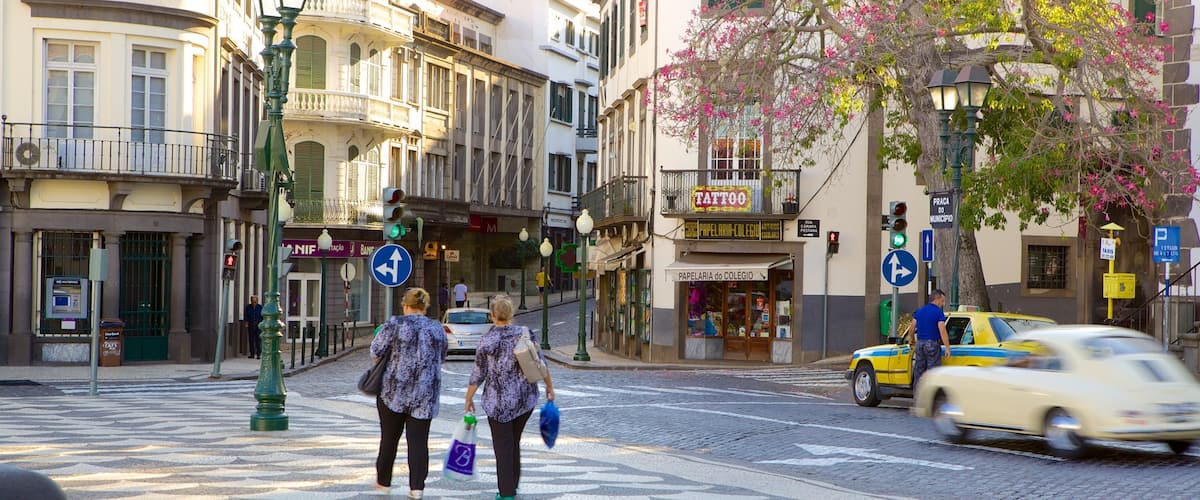 Praça da Cidade mostrando uma cidade pequena ou vila e cenas de rua