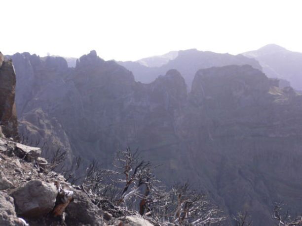 Sharp mountain tops from highest point on Madeira