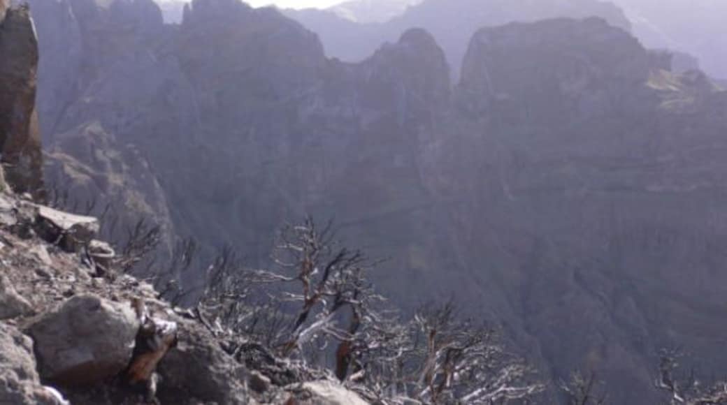 Sharp mountain tops from highest point on Madeira
