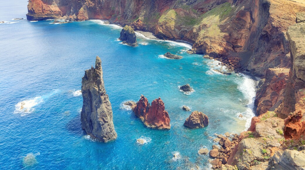 trekking to Sao Lourenco. Amazing cliff beach panorama, Madeira island, Portugal