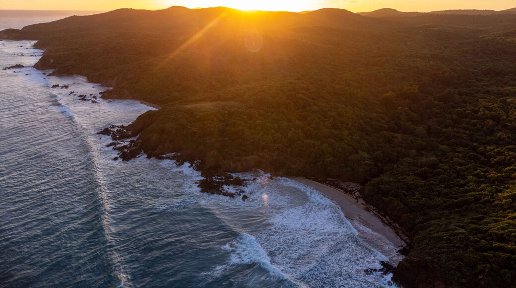 Vieques, Puerto Rico aerial sunrise view off the coast of the Vieques National Wildlife Refuge.