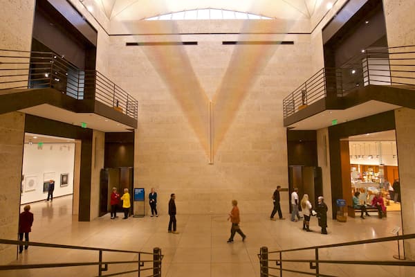 Amon Carter Museum showing interior views as well as a small group of people