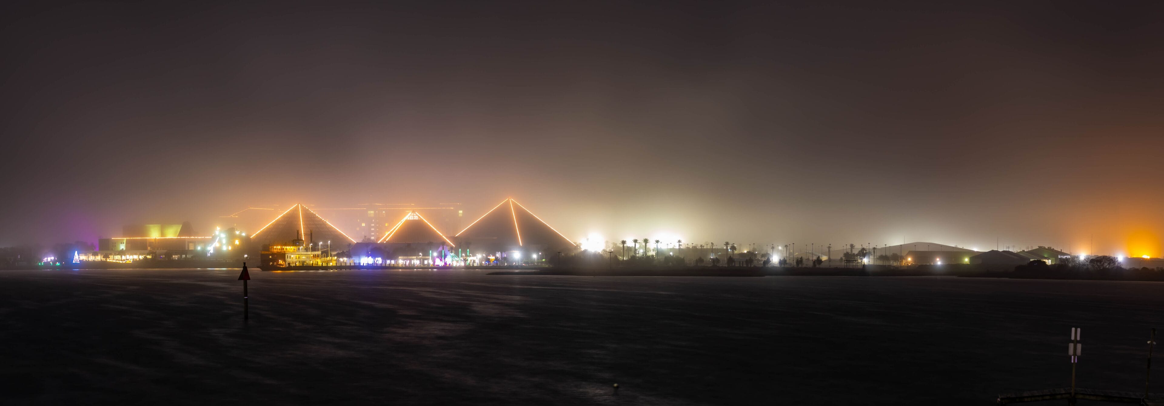 View towards Moody Gardens in Galveston, Texas