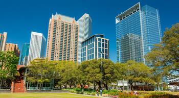 Discovery Green mit einem Park, moderne Architektur und Stadt