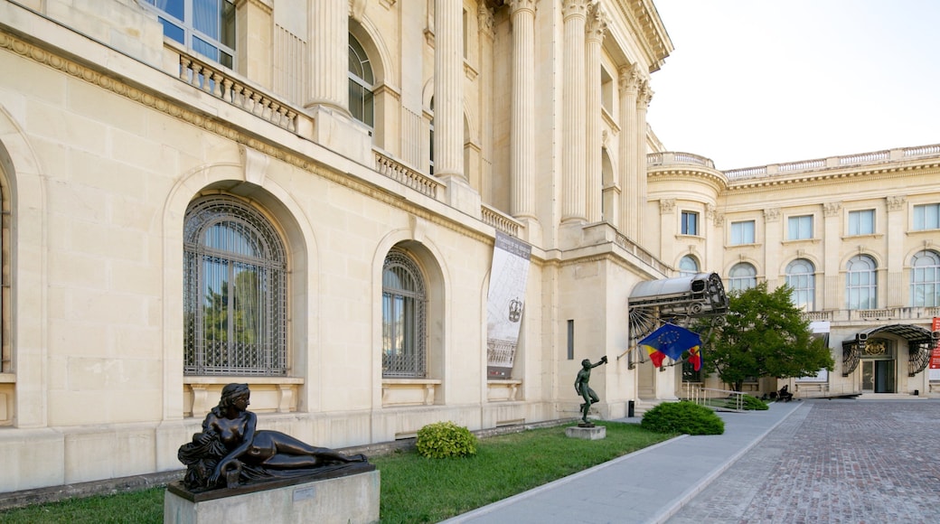 National Museum of Art of Romania which includes a statue or sculpture and heritage architecture
