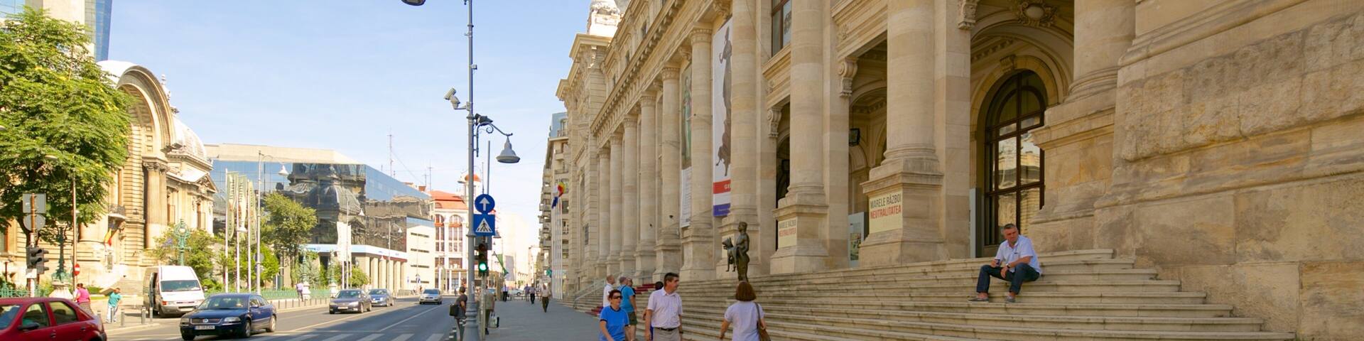 National Museum of Romanian History showing street scenes, a city and heritage architecture