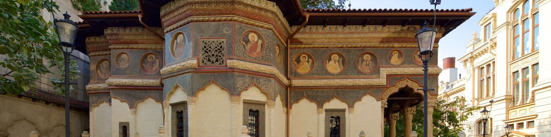 Stavropoleos Church showing a church or cathedral and heritage architecture