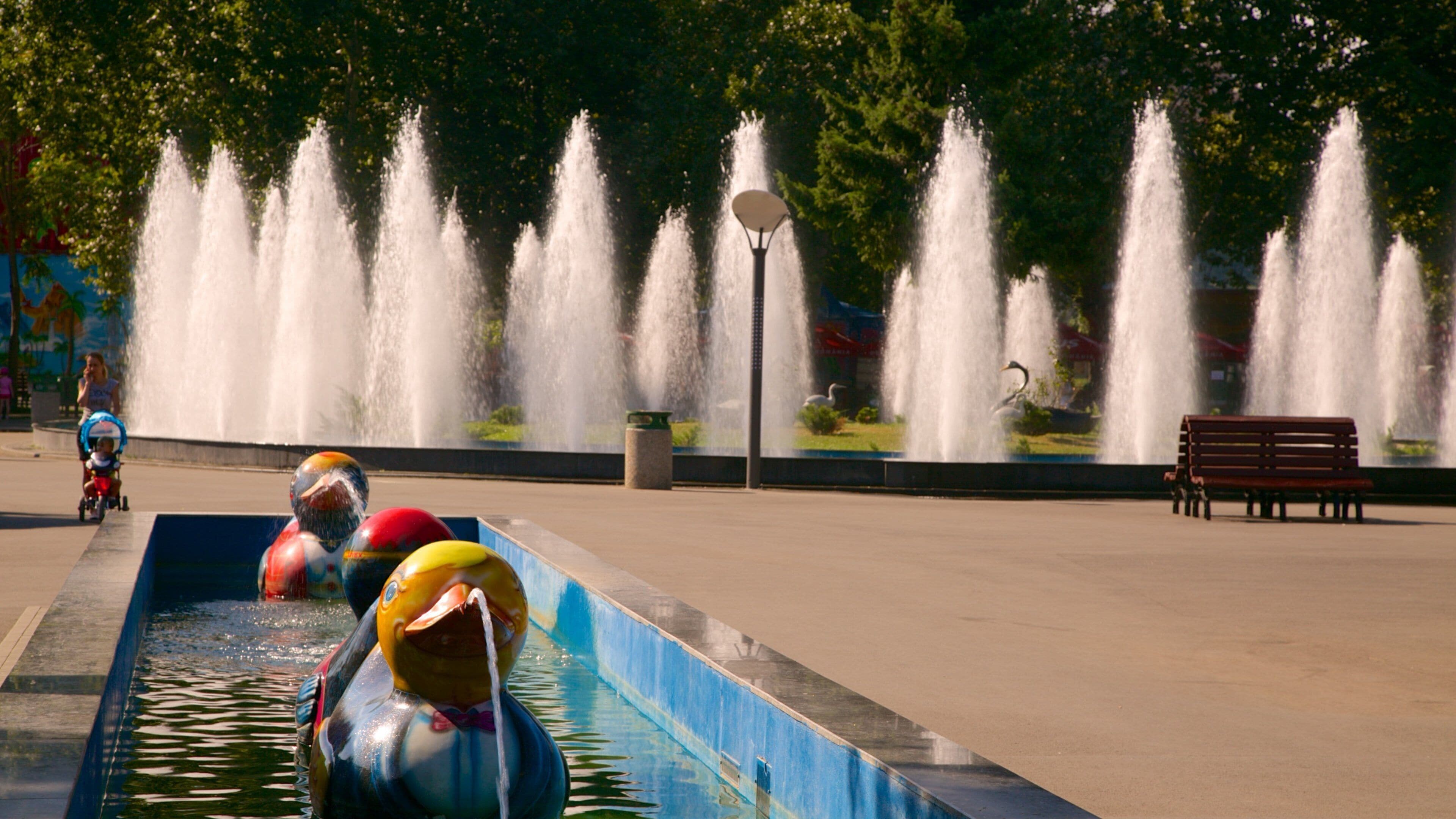 Tineretului Park featuring a square or plaza and a fountain
